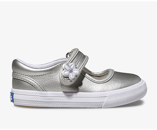 Kids' Keds Big Kid Ella Mary Jane Casuals Shoes Silver Metal | ECOK37846