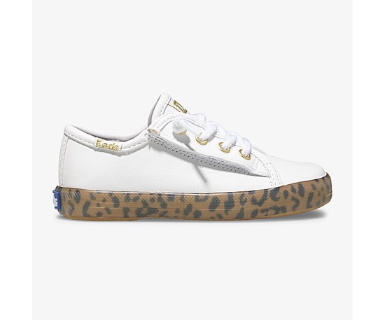 Kids' Keds Big Kid Kickstart Leopard Foxing Jr. Sneakers White Leopard | JZPQ21590