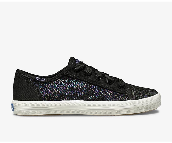 Kids' Keds Big Kid Kickstart Metallic Sparkle Sneakers Black | RHWQ64850