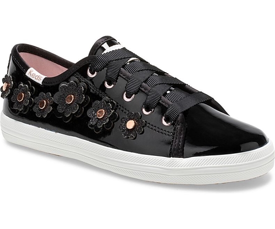 Kids' Keds Big Kid x kate spade new york Kickstart Patent Leather Casuals Shoes Black | VXRI38905