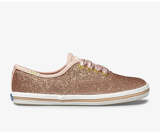 Kids' Keds Big Kid x kate spade new york Champion Glitter Casuals Shoes Rose Gold | XDIF08296