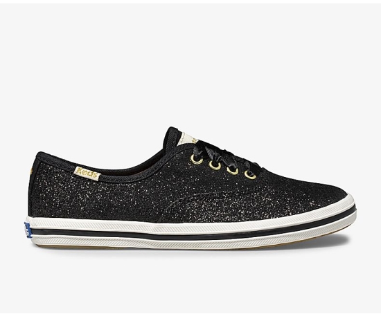 Kids' Keds Big Kid x kate spade new york Champion Glitter Casuals Shoes Black | ZINJ07256