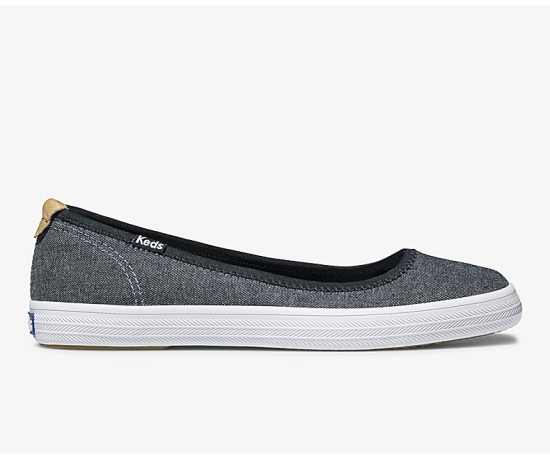 Women's Keds Bryn Chambray Comfort Slip On Shoes Navy | CHON19864