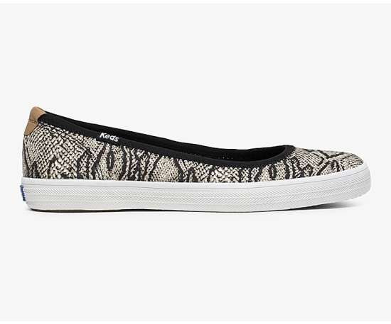 Women's Keds Bryn Snake Slip On Shoes Cream Black | NFPD42389