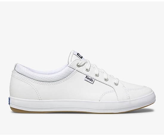 Women's Keds Center Leather Lace Up Shoes White | UXKB18560