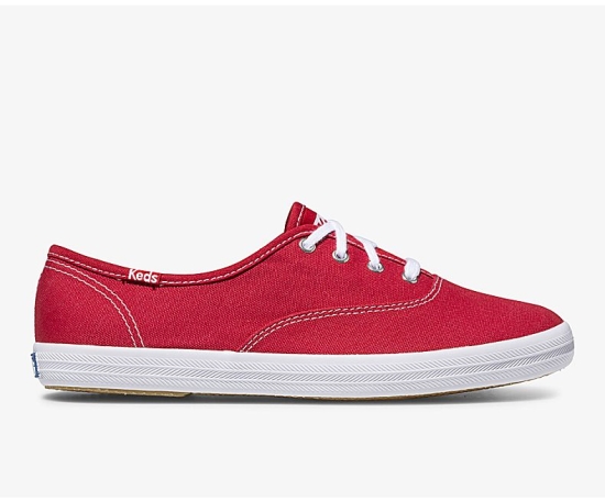 Women's Keds Champion Canvas Originals Lace Up Shoes Red | BODG64213