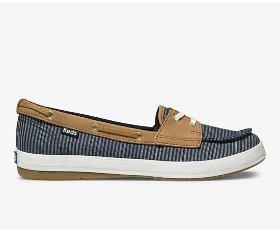 Women's Keds Charter Stripe Slip On Shoes Navy | YGPS90514