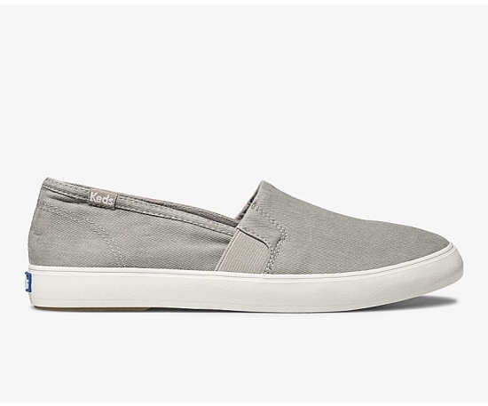 Women's Keds Clipper Washed Solids Comfort Slip On Shoes Grey | JFYI96783