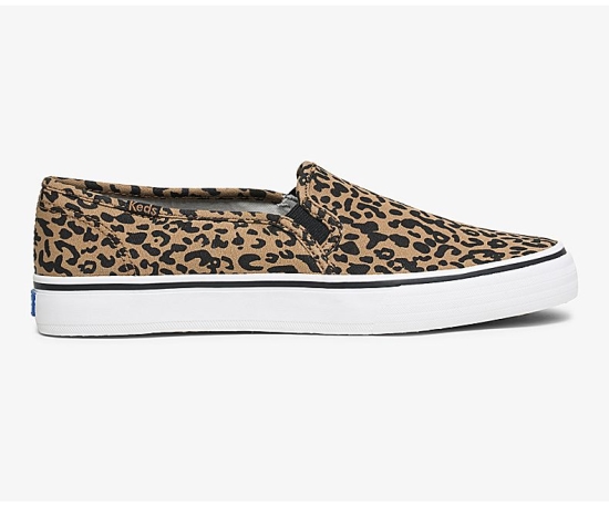 Women's Keds Double Decker Animal Slip On Shoes Brown | EGIU51794