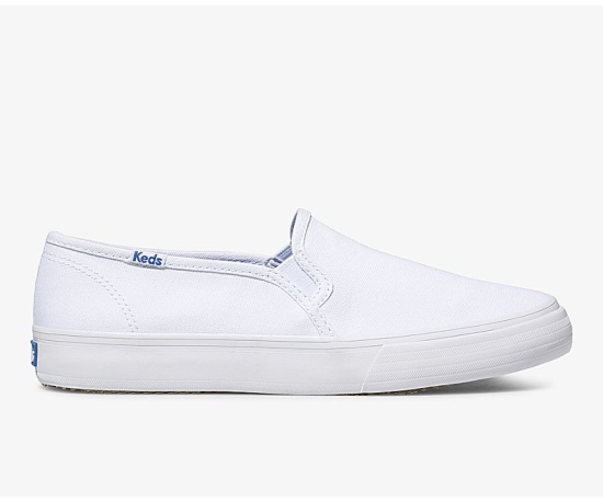 Women's Keds Double Decker Canvas Slip On Shoes White | VCNS13209