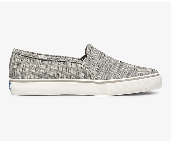 Women's Keds Double Decker Heathered Stripe Knit Slip On Shoes Grey | KAQZ97536