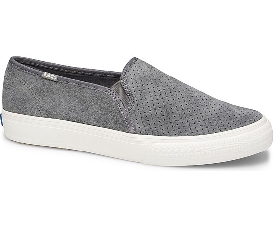 Women's Keds Double Decker Perf Suede Fall Comfort Slip On Shoes Grey | CLKQ74823