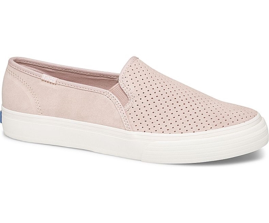 Women's Keds Double Decker Perf Suede Fall Slip On Shoes Pink | GIVO24613