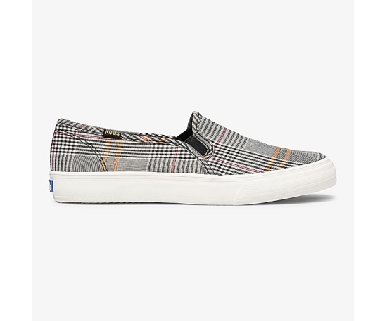 Women's Keds Double Decker Plaid Slip On Shoes Black Multicolor | PHCR39785