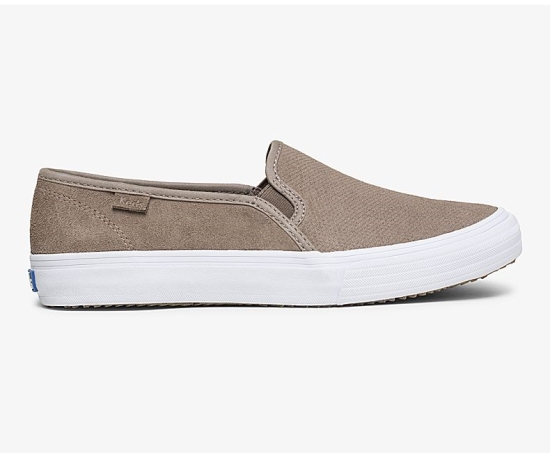 Women's Keds Double Decker Suede Fall Comfort Slip On Shoes Grey | DOTB10465