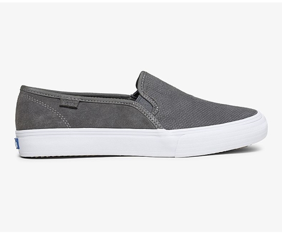 Women's Keds Double Decker Suede Fall Comfort Slip On Shoes Dark Grey | XQRA19538