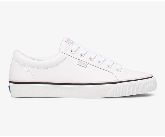 Women's Keds Jump Kick Leather Lace Up Shoes White | JWMF13658