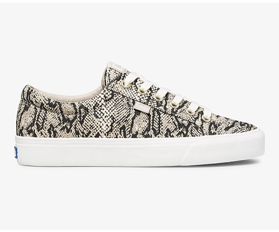 Women's Keds Jump Kick Snake Lace Up Shoes Cream Black | XUCV92853