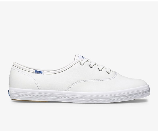 Women's Keds Official Site Champion Leather Lace Up Shoes White | OALF90627