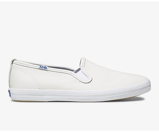 Women's Keds Official Site Champion Leather Champion Shoes White | QFHG43890