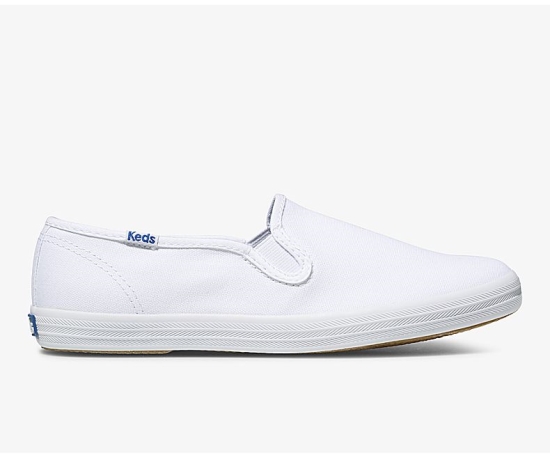 Women's Keds Official Site Champion Slip On Shoes White | TKHU74852