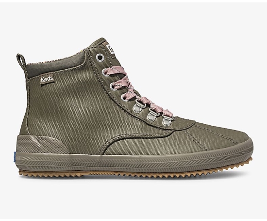 Women's Keds Scout Boot II Water High Tops Boots Olive | DWKR14209