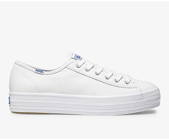 Women's Keds Triple Kick Leather Lace Up Shoes White | LMSX93548