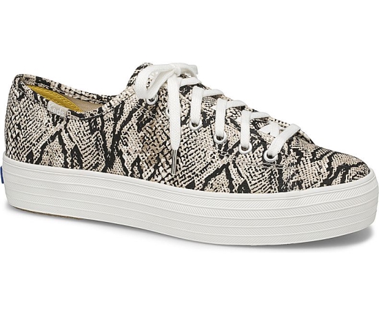 Women's Keds Triple Kick Snake Lace Up Shoes Cream Black | BPXY48765