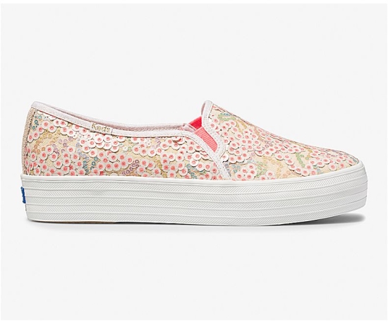 Women's Keds x Oh Joy! Triple Decker Sequins Slip On Shoes Pink Multicolor | IYQU05982