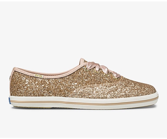 Women's Keds x kate spade new york Champion Glitter Wedding Lace Up Shoes Rose Gold | APNI63420