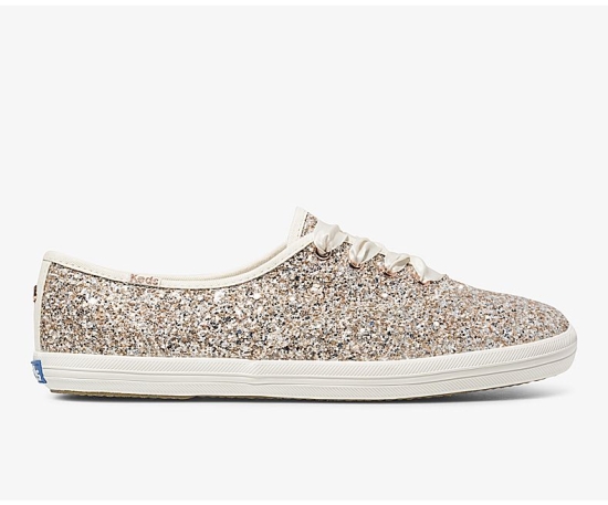 Women's Keds x kate spade new york Champion Glitter Lace Up Shoes Rose Gold Multicolor | APOI96528