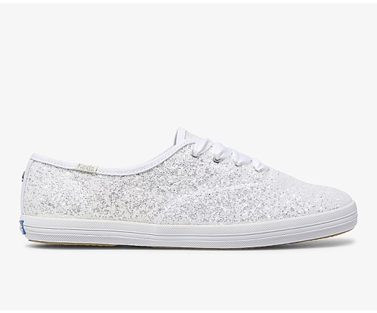 Women's Keds x kate spade new york Champion Glitter Lace Up Shoes White | KETL35942