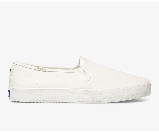 Women's Keds x kate spade new york Double Decker Logo Foxing Slip On Shoes White | JMVS95867