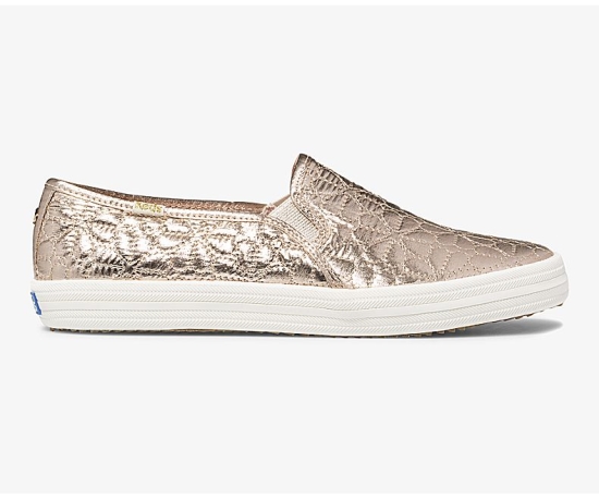 Women's Keds x kate spade new york Double Decker Quilted Nylon Slip On Shoes Golden | MKSJ53124