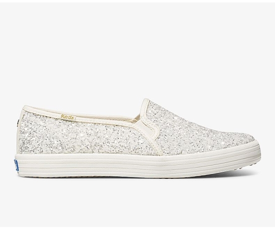 Women's Keds x kate spade new york Double Decker Glitter Slip On Shoes Cream | TMEY96175