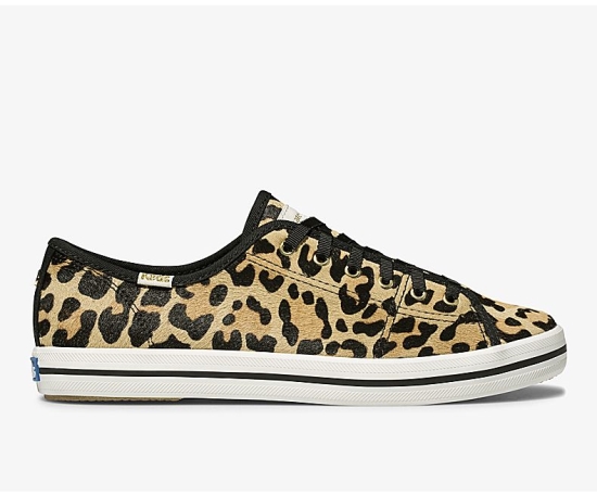 Women's Keds x kate spade new york Kickstart Calf Hair Lace Up Shoes Leopard Brown | EYFW08319